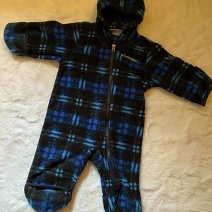 3/6 mo Columbia infant black & blue plaid snowsuit